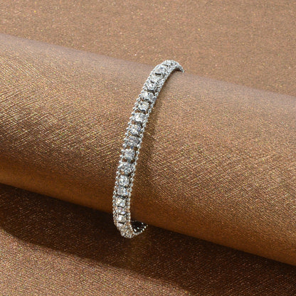 Gorgeous Anniversary Jewelry Rhinestone Decor Silvery Chain Bracelet for Women-1