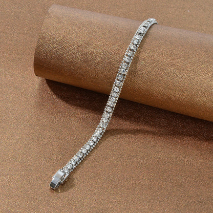 Gorgeous Anniversary Jewelry Rhinestone Decor Silvery Chain Bracelet for Women-2