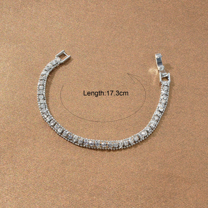 Gorgeous Anniversary Jewelry Rhinestone Decor Silvery Chain Bracelet for Women-4