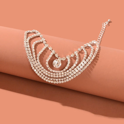 1 pc Beach Party Foot Jewelry Rhinestone Decor Tassel Chain Luxurious Anklet-1