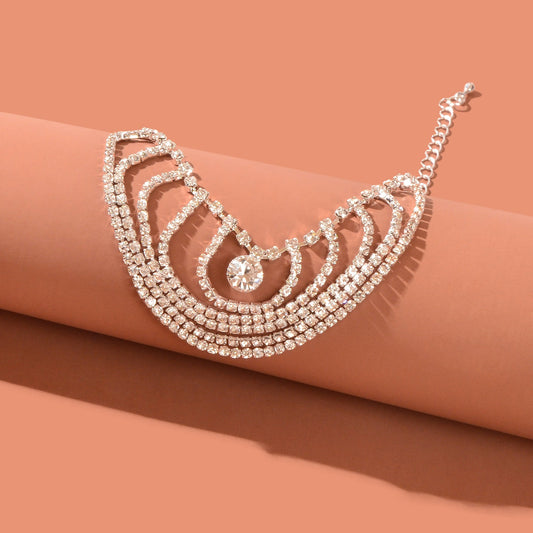 1 pc Beach Party Foot Jewelry Rhinestone Decor Tassel Chain Luxurious Anklet-1