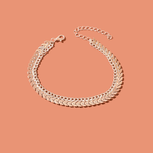 Double layer Silver Link Chain Arrow Boho Beach Anklet Adjustable Foot Jewellery-1