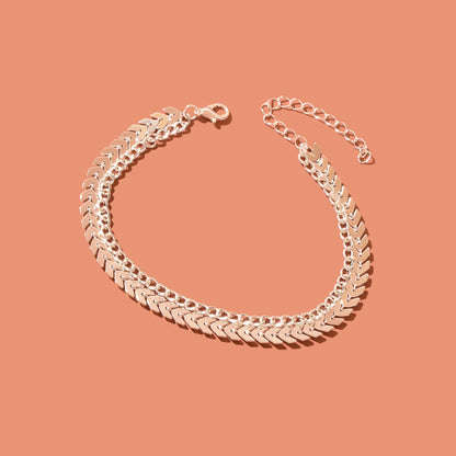 Double layer Silver Link Chain Arrow Boho Beach Anklet Adjustable Foot Jewellery-2