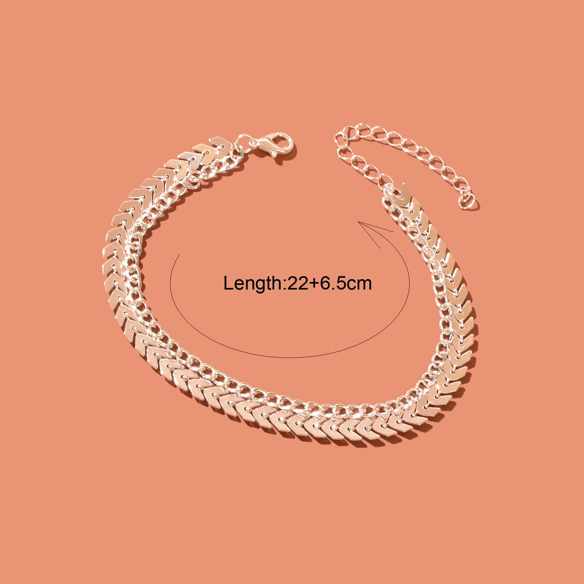 Double layer Silver Link Chain Arrow Boho Beach Anklet Adjustable Foot Jewellery-3