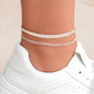 Double layer Silver Link Chain Arrow Boho Beach Anklet Adjustable Foot Jewellery-0