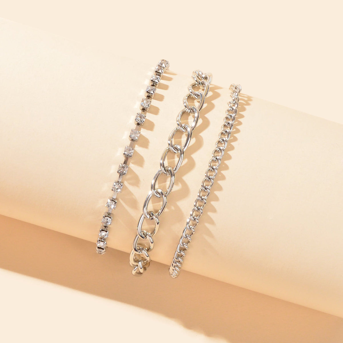 Fashion Accessories Foot Jewelry Rhinestone Decor Silvery Chain Anklet for Women-1