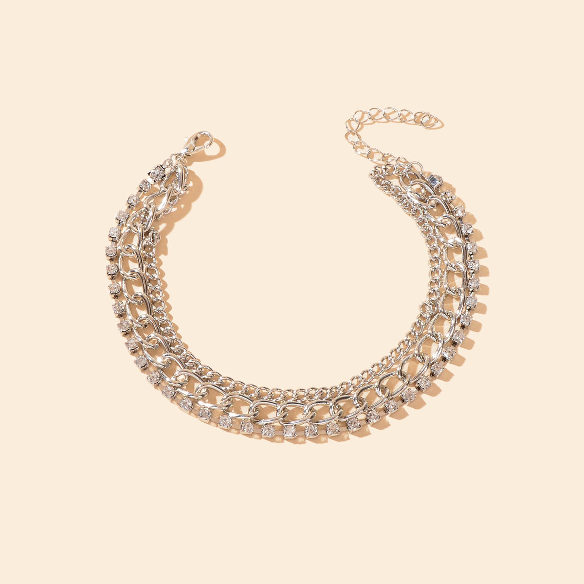 Fashion Accessories Foot Jewelry Rhinestone Decor Silvery Chain Anklet for Women-2