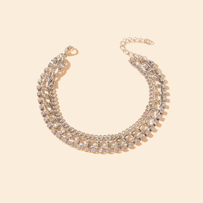 Fashion Accessories Foot Jewelry Rhinestone Decor Silvery Chain Anklet for Women-2