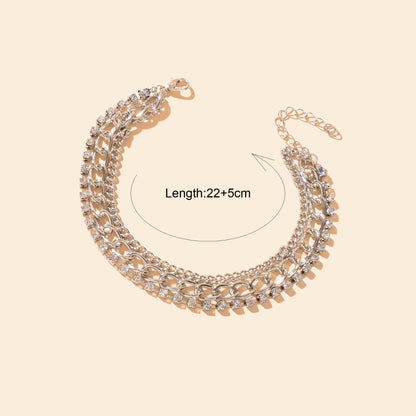 Fashion Accessories Foot Jewelry Rhinestone Decor Silvery Chain Anklet for Women-4