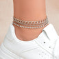 Fashion Accessories Foot Jewelry Rhinestone Decor Silvery Chain Anklet for Women-0