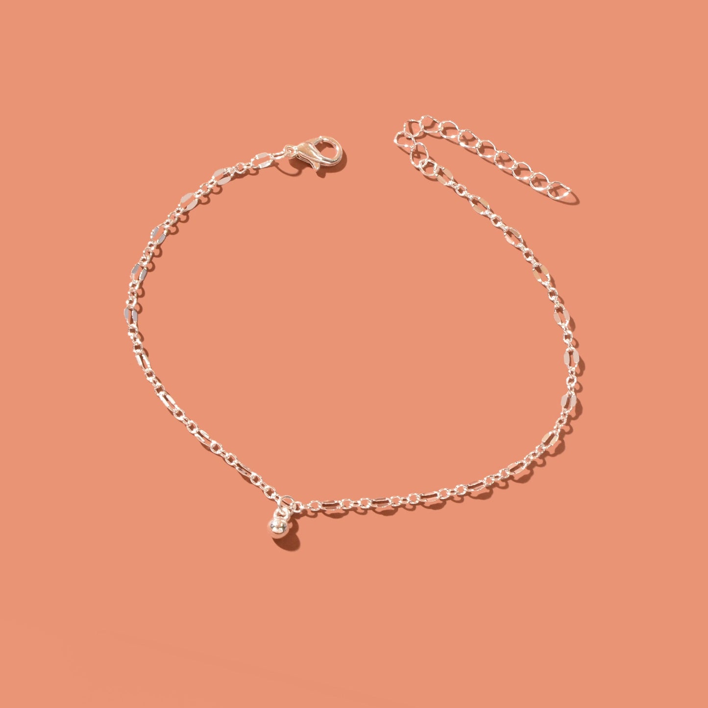 Foot Jewelry Bead Decor Silvery Chain Fashion Anklet for Women Beach Accessories-1