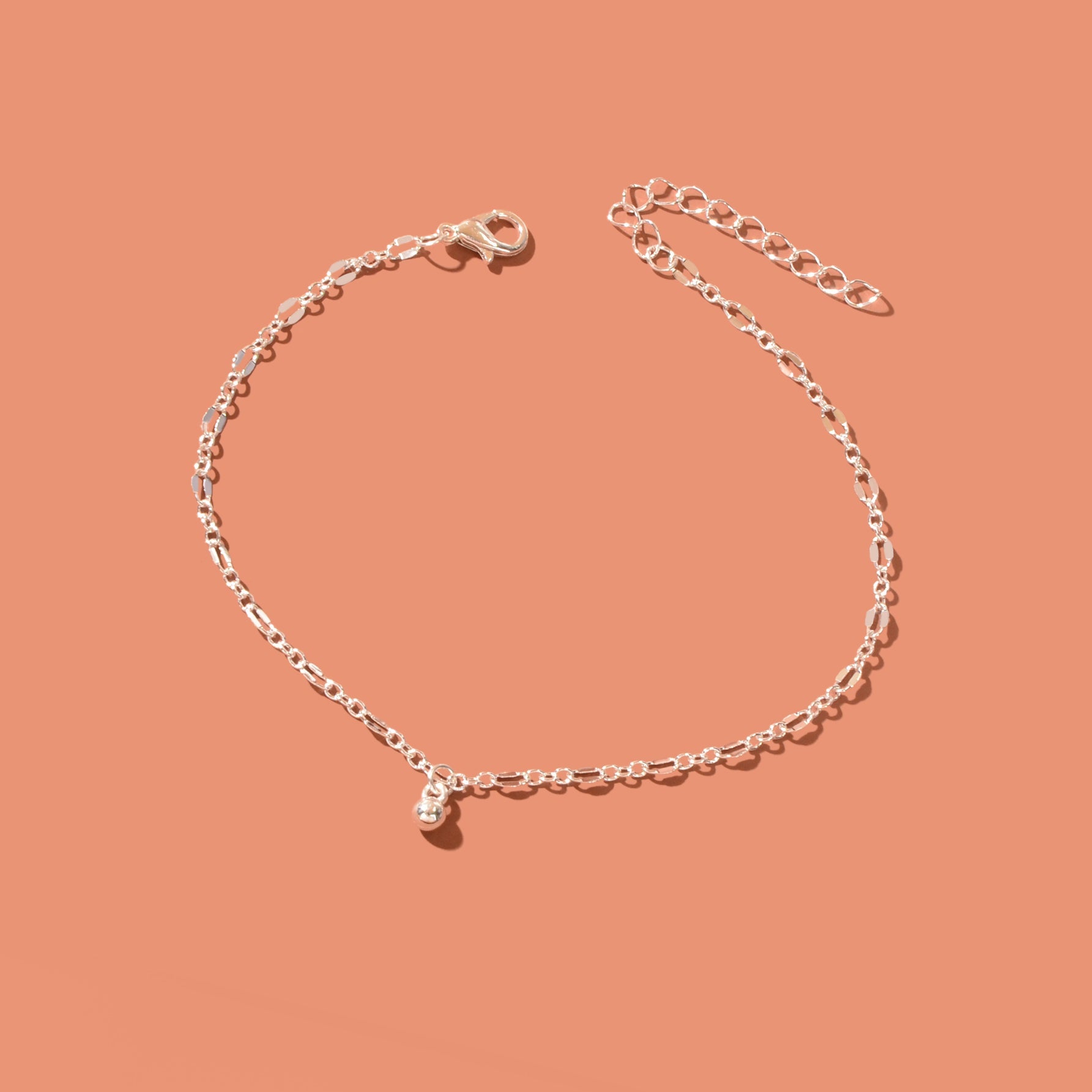 Foot Jewelry Bead Decor Silvery Chain Fashion Anklet for Women Beach Accessories-1