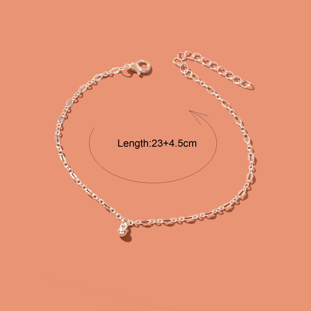 Foot Jewelry Bead Decor Silvery Chain Fashion Anklet for Women Beach Accessories-2