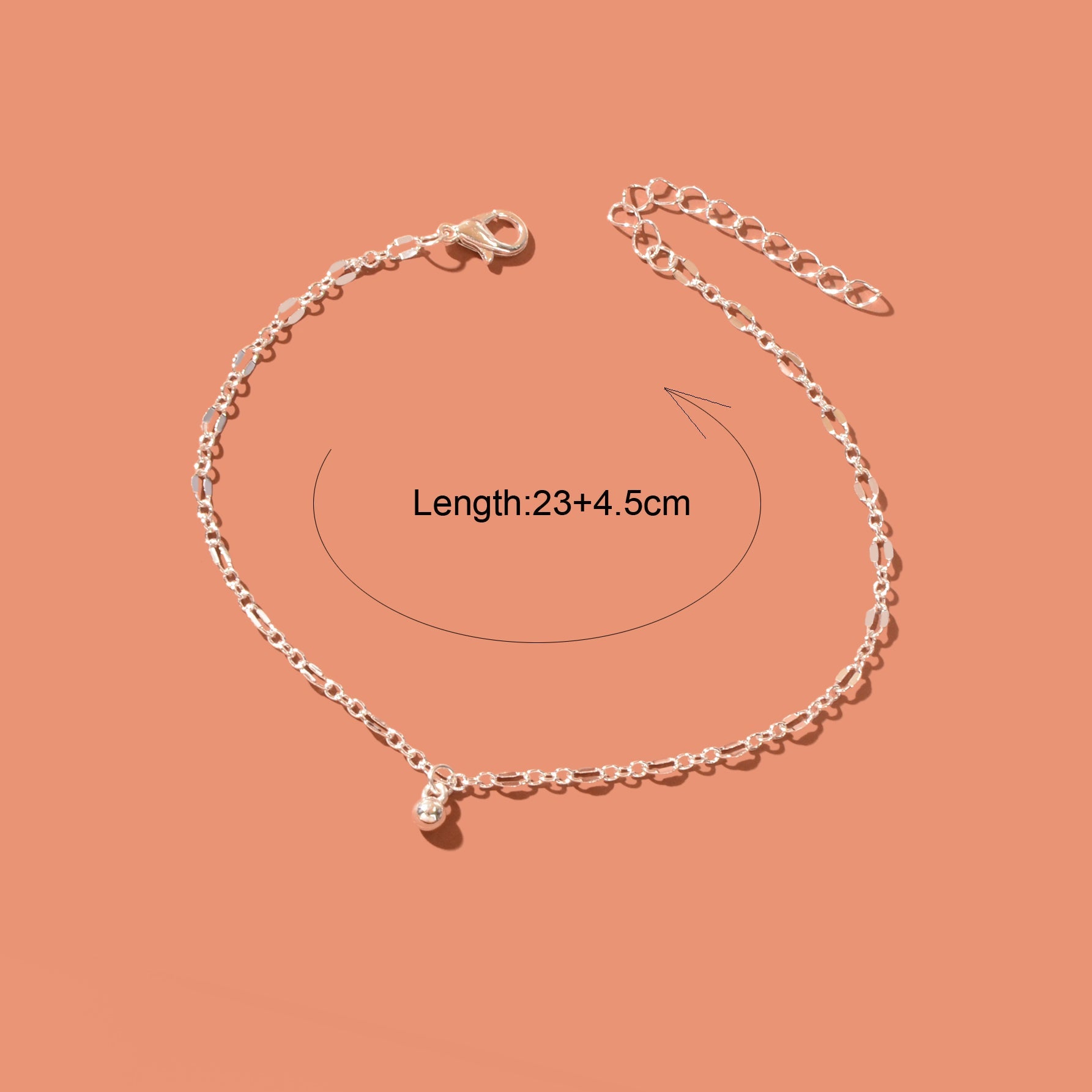Foot Jewelry Bead Decor Silvery Chain Fashion Anklet for Women Beach Accessories-2