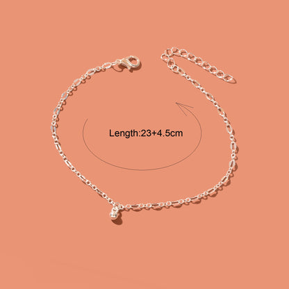Foot Jewelry Bead Decor Silvery Chain Fashion Anklet for Women Beach Accessories-2