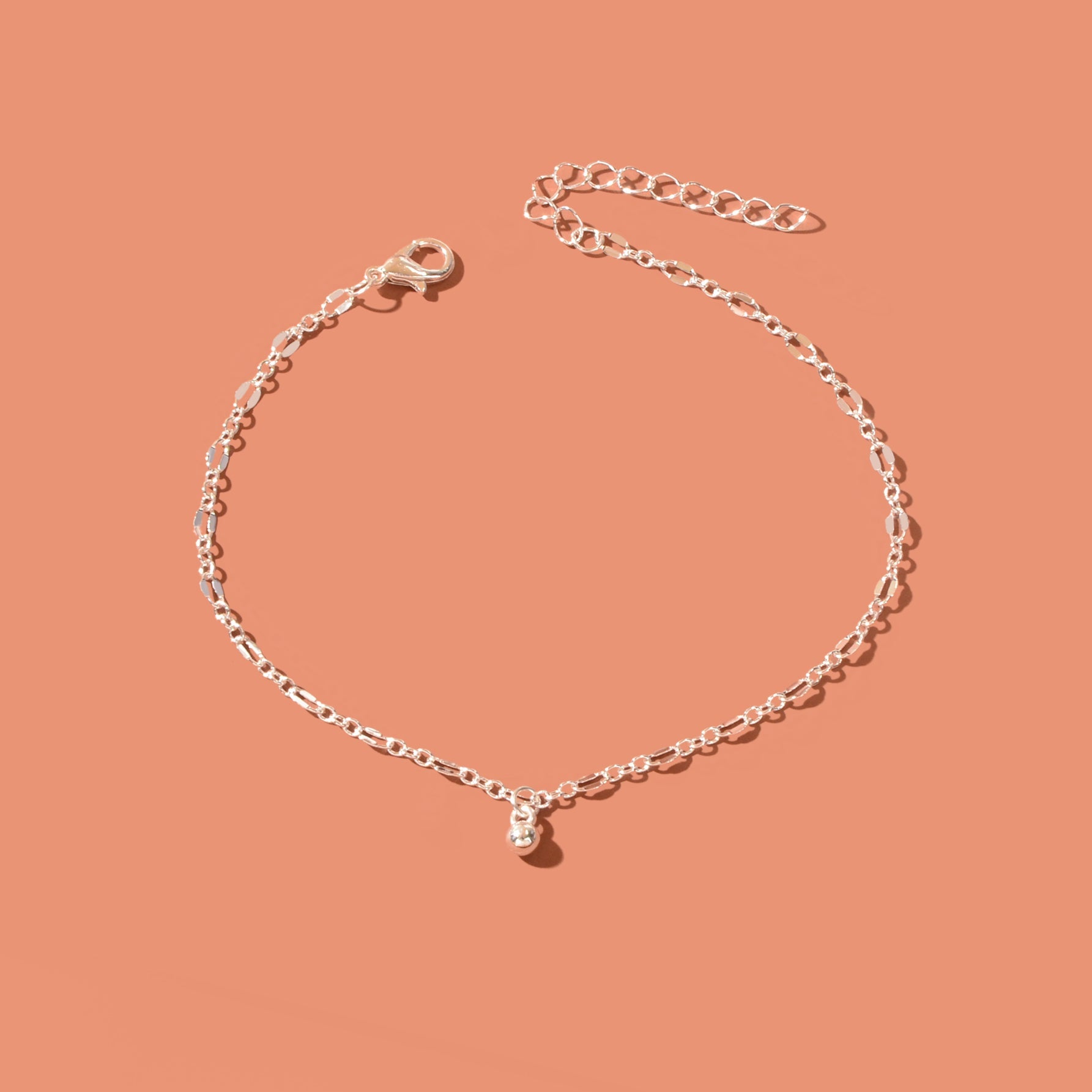 Foot Jewelry Bead Decor Silvery Chain Fashion Anklet for Women Beach Accessories-3
