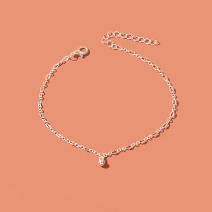 Foot Jewelry Bead Decor Silvery Chain Fashion Anklet for Women Beach Accessories-3