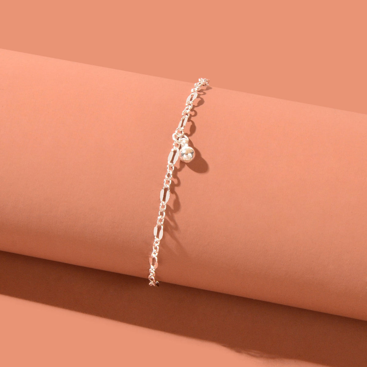 Foot Jewelry Bead Decor Silvery Chain Fashion Anklet for Women Beach Accessories-4