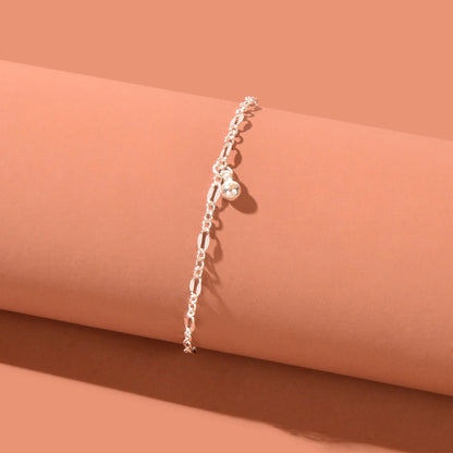 Foot Jewelry Bead Decor Silvery Chain Fashion Anklet for Women Beach Accessories-4