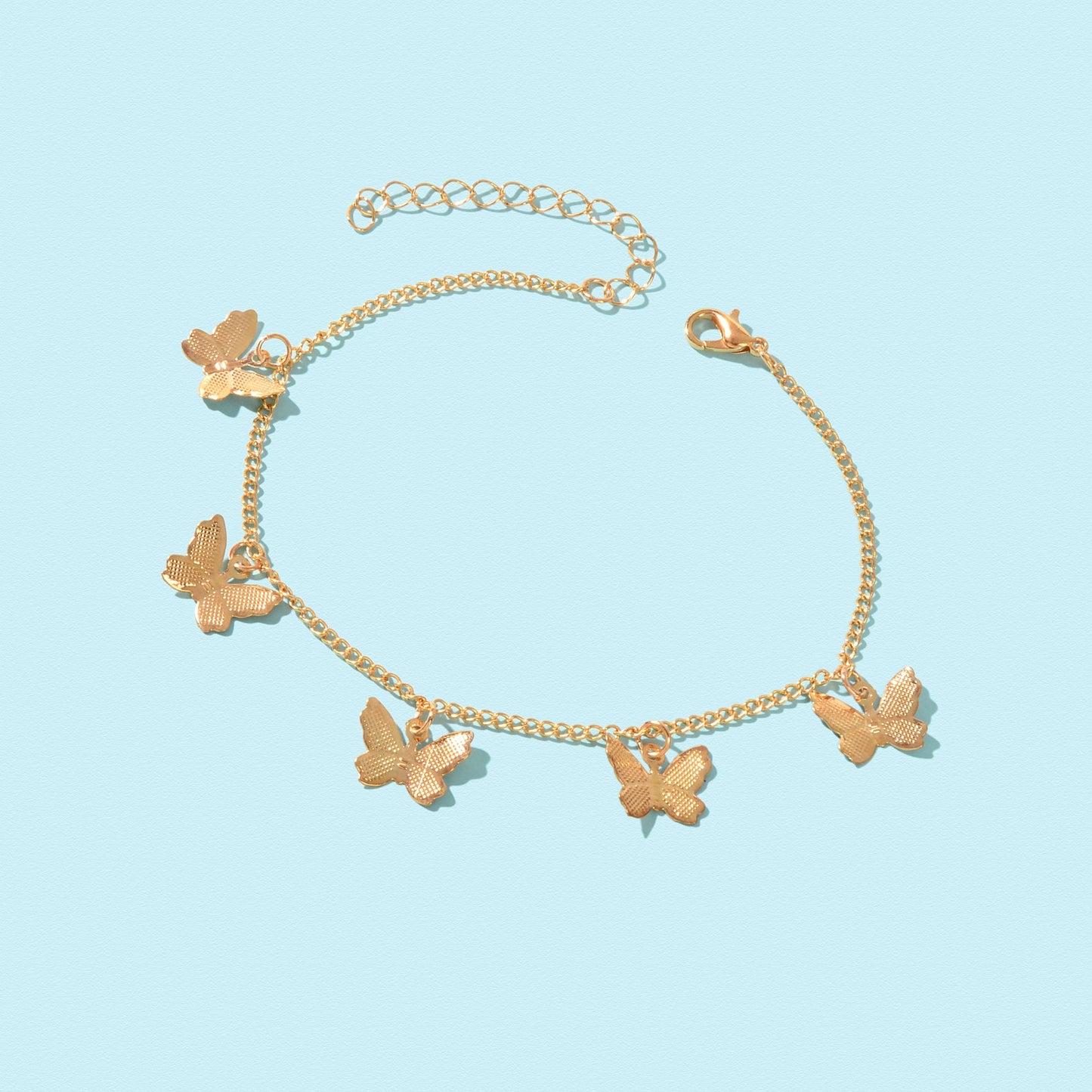 Gold Colour Butterfly Charm Anklet Women Holiday Beach Boho Foot Chain Jewellery-2