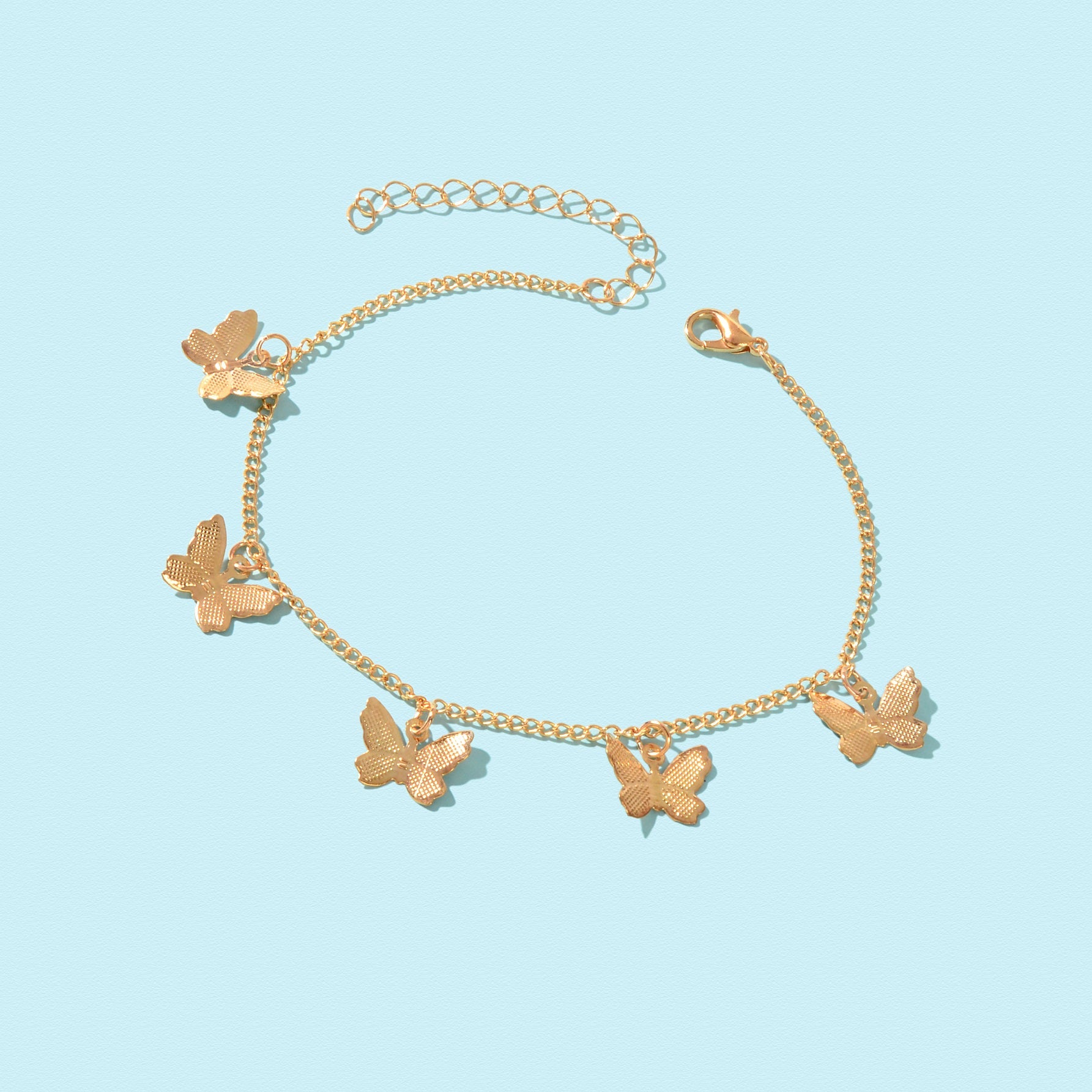 Gold Colour Butterfly Charm Anklet Women Holiday Beach Boho Foot Chain Jewellery-2