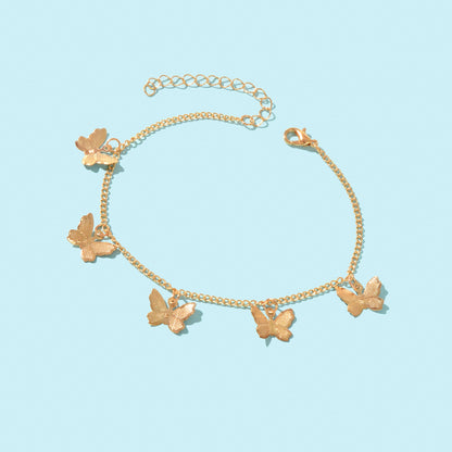 Gold Colour Butterfly Charm Anklet Women Holiday Beach Boho Foot Chain Jewellery-2