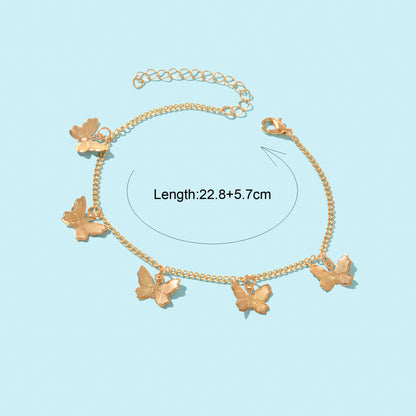 Gold Colour Butterfly Charm Anklet Women Holiday Beach Boho Foot Chain Jewellery-3