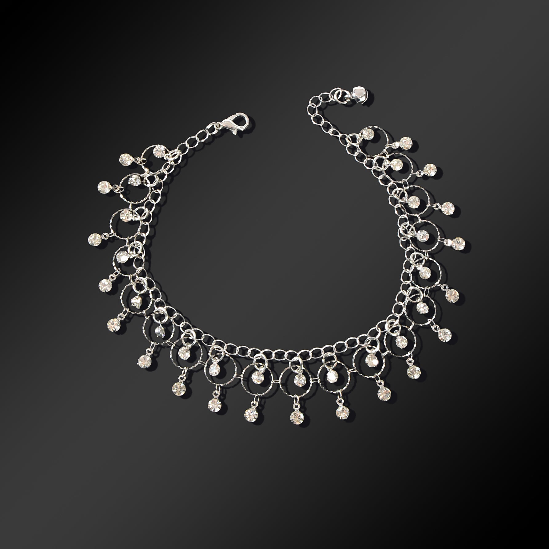 Luxurious Silver Chain Dangling Rhinestone Charm Anklet Foot Jewelry Party Gift-1