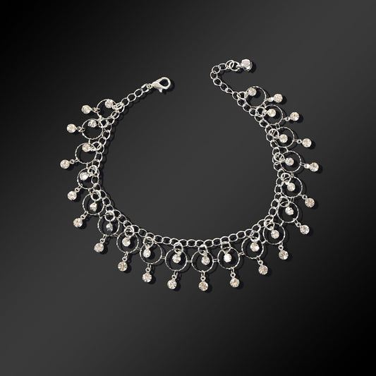 Luxurious Silver Chain Dangling Rhinestone Charm Anklet Foot Jewelry Party Gift-1