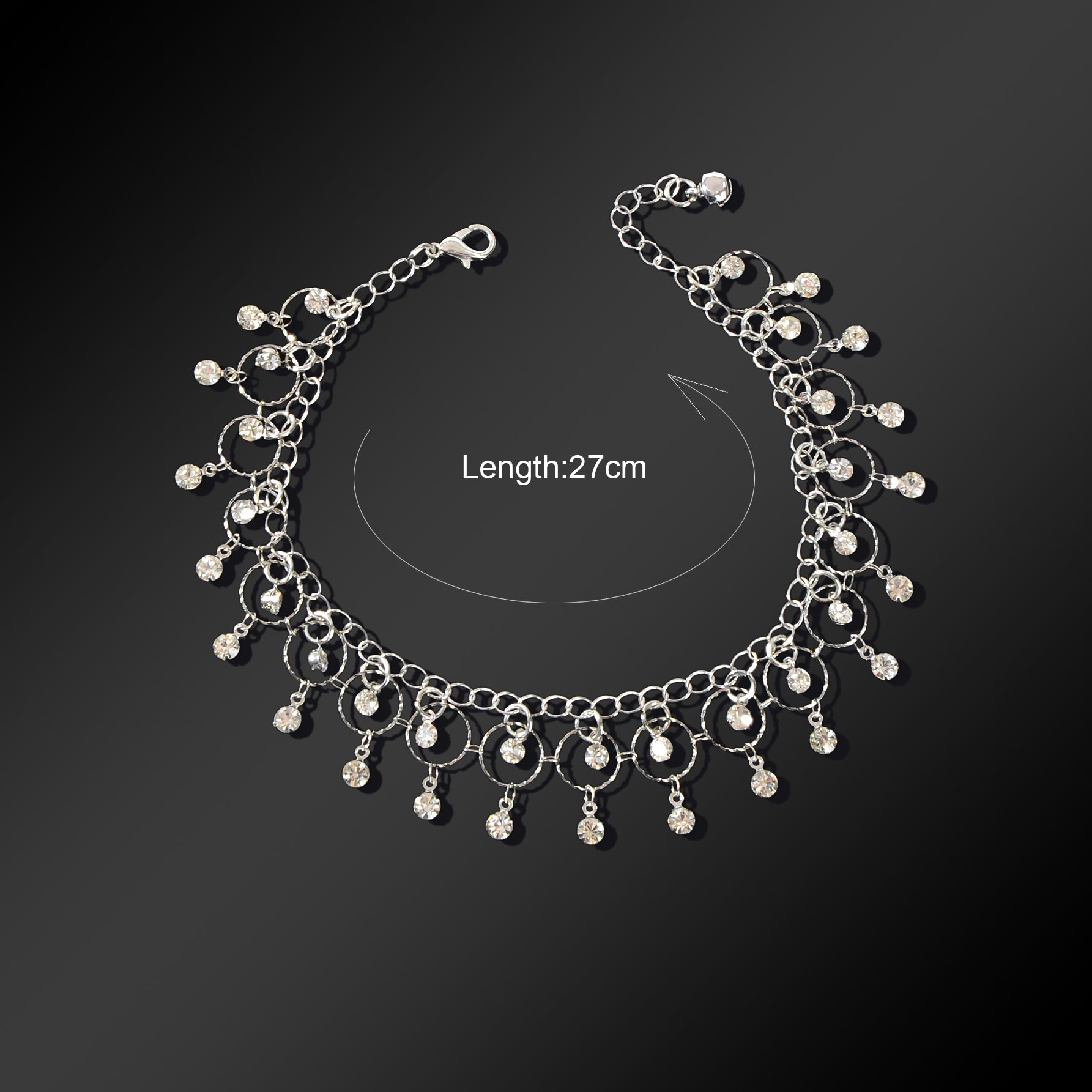 Luxurious Silver Chain Dangling Rhinestone Charm Anklet Foot Jewelry Party Gift-2