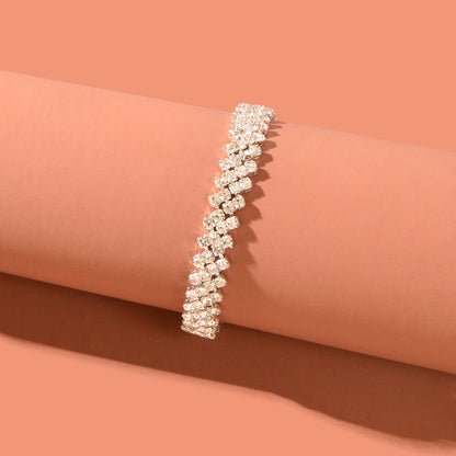 Exquisite Full Rhinestone Decor Silver Chain Anklet Women Party Wedding Jewelry-4