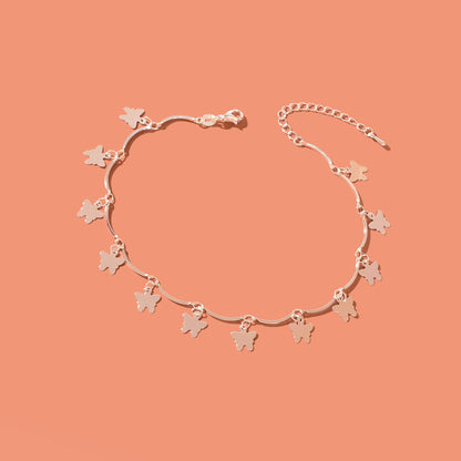 Vacation Foot Jewelry Butterfly Pendant Silver Metal Chain Adjustable Anklet-1