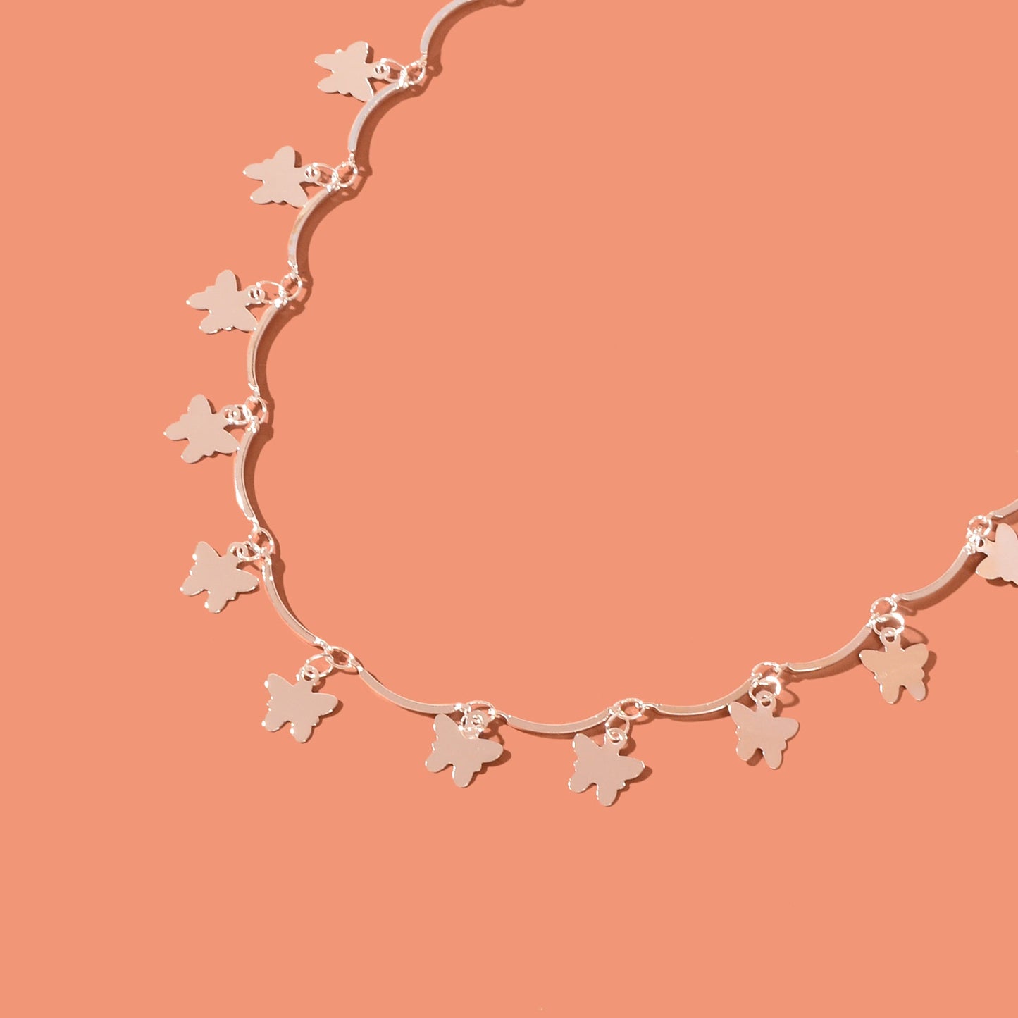 Vacation Foot Jewelry Butterfly Pendant Silver Metal Chain Adjustable Anklet-4