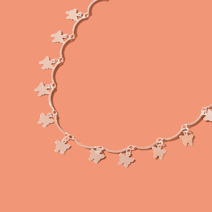 Vacation Foot Jewelry Butterfly Pendant Silver Metal Chain Adjustable Anklet-4