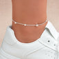 Minimalist Geometric Cube Silvery Snake Chain Anklet Daily Beach Vacation Statement Foot Jewelry-0
