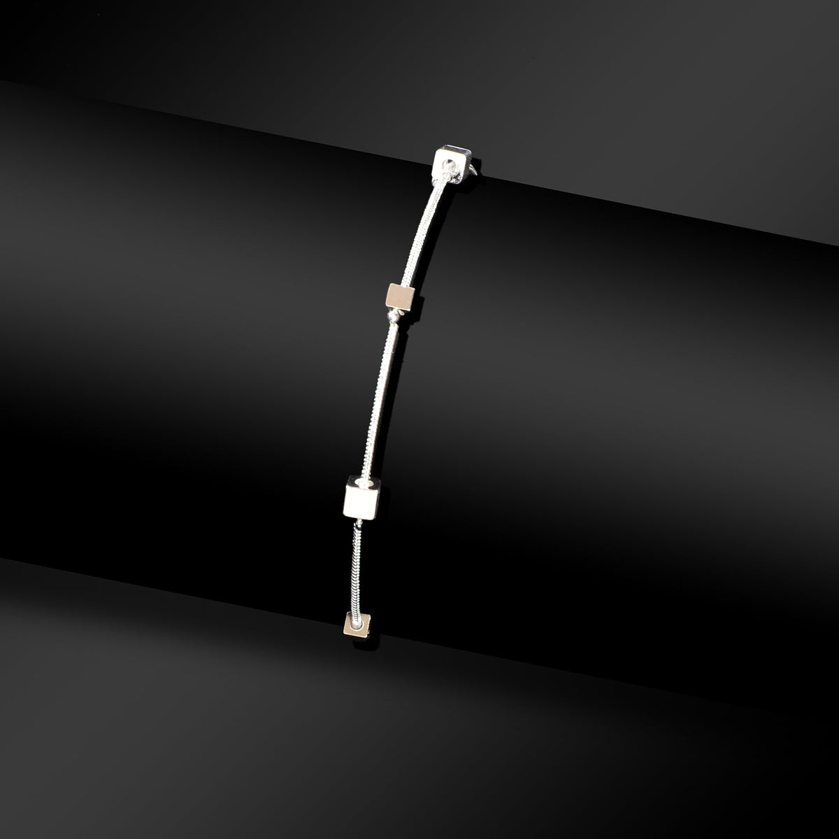 Minimalist Geometric Cube Silvery Snake Chain Anklet Daily Beach Vacation Statement Foot Jewelry-4