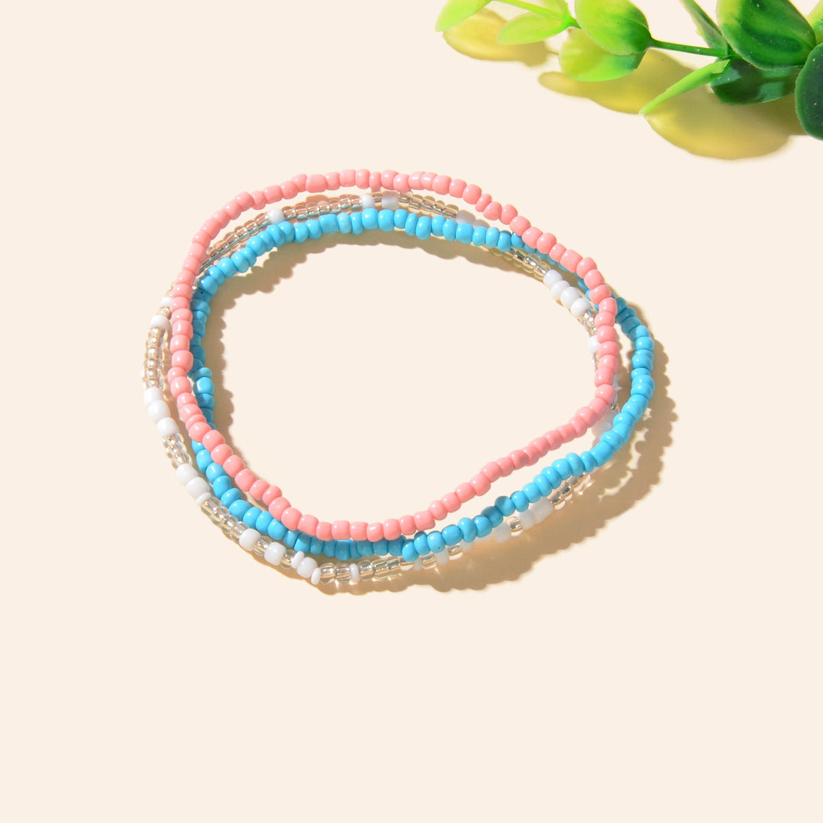 3pcs Bohemian Handmade Colorful Seed Beads Layered Anklets Holiday Beach Jewelry-1