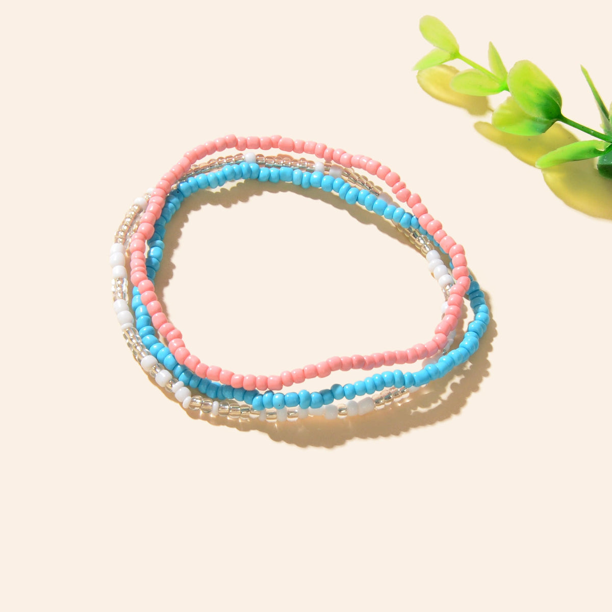 3pcs Bohemian Handmade Colorful Seed Beads Layered Anklets Holiday Beach Jewelry-2