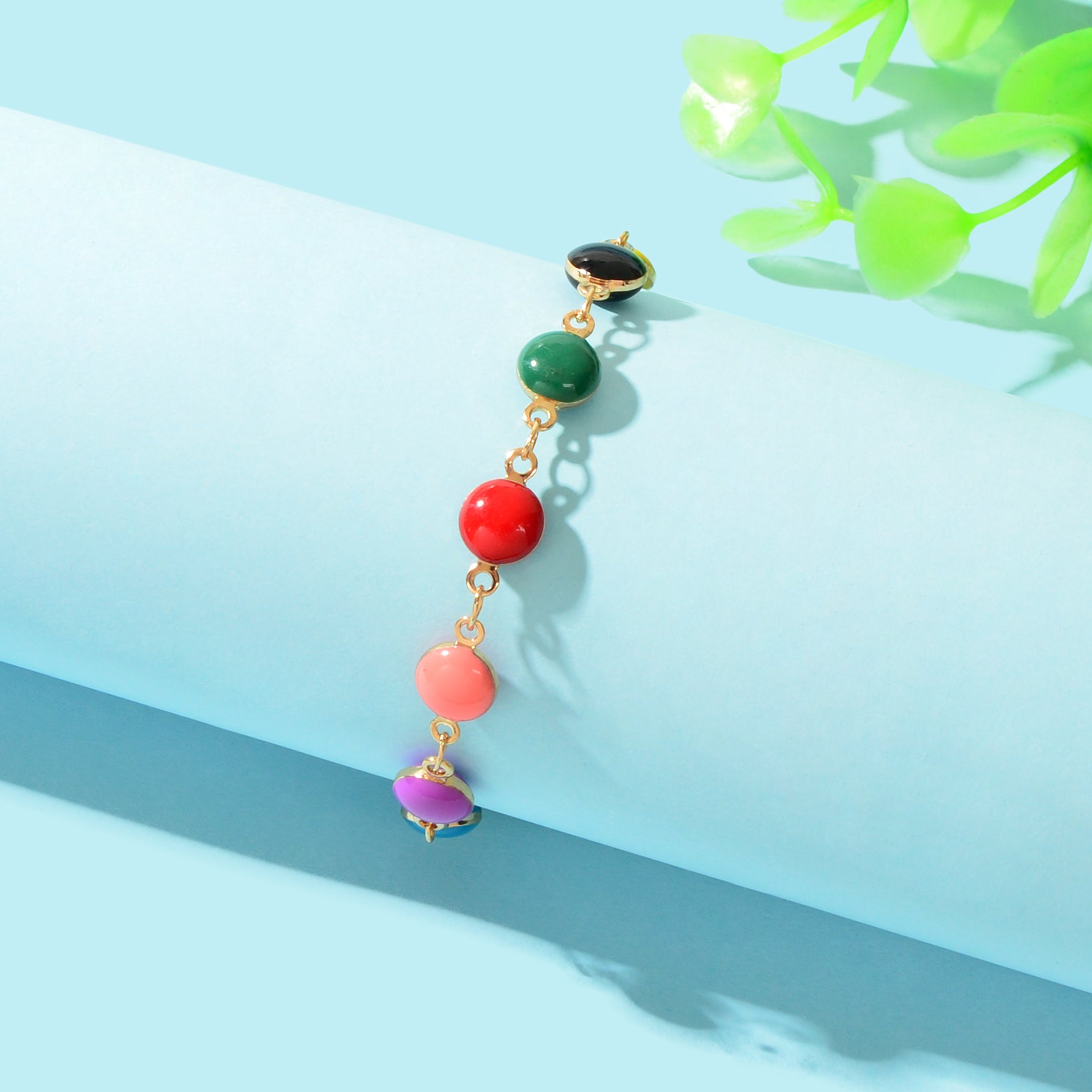 Y2k Style Sweet Candy Color Round Beaded Bracelets Daily Adjustable Jewelry-4