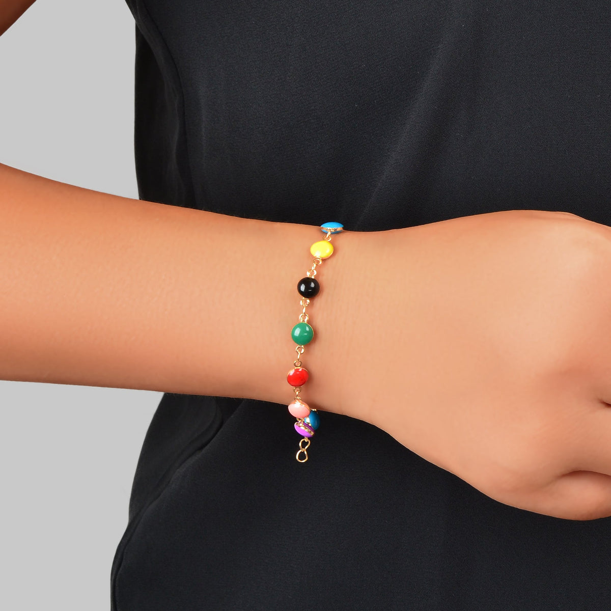 Y2k Style Sweet Candy Color Round Beaded Bracelets Daily Adjustable Jewelry-0