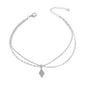 Bohemian Foot Beach Jewellery Double Layer Chain Rhombus Geometric Charm Anklet-5
