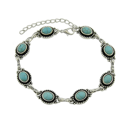 Vintage Boho Chic Tribal Ethnic Antique Silver Turquoise Anklet Foot Jewellery-4