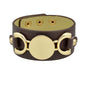 Gold Metal Disc Decor Wide Pu Leather Wrap Bracelet Women Men Wristbands Bangle-5