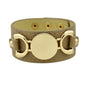 Gold Metal Disc Decor Wide Pu Leather Wrap Bracelet Women Men Wristbands Bangle-6