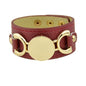 Gold Metal Disc Decor Wide Pu Leather Wrap Bracelet Women Men Wristbands Bangle-7