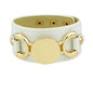Gold Metal Disc Decor Wide Pu Leather Wrap Bracelet Women Men Wristbands Bangle-8