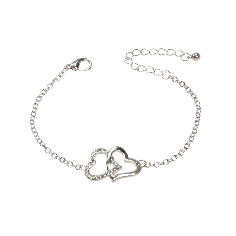 AU Post Rhinestone Heart Link Charm Bracelet Party Jewellery Lover Festival Gift-4