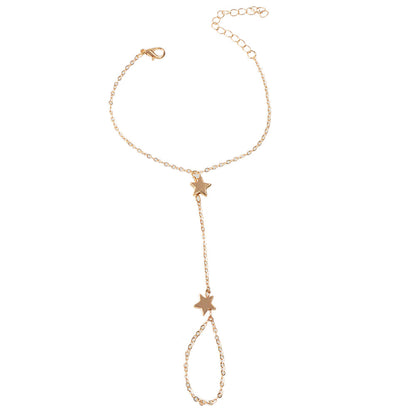 Fashion Jewellery Gold Chain Star Slave Bracelet with Finger Women Accessories-4