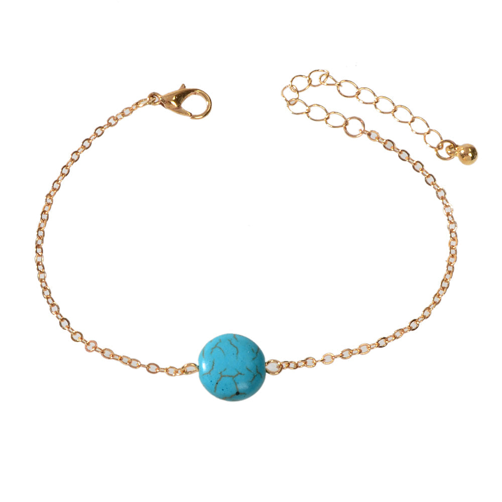 Indian Ethnic Jewelry Gold Silver Chain Turquoise Bracelet Bohemian Accessories-5