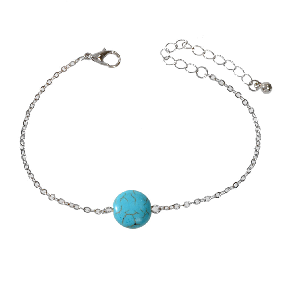 Indian Ethnic Jewelry Gold Silver Chain Turquoise Bracelet Bohemian Accessories-6